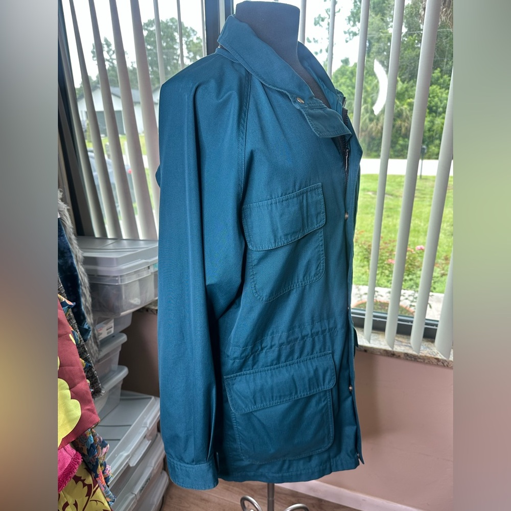 Eddie Bauer Vintage Men's Teal Military Trench Hoodie Jacket Size Medium - Picture 4 of 7